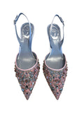 Christy Embellished Grey And Pink Sling-Back Pumps