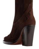 Dallas Embroidered Chocolate Suede Boots