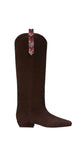 Brown Suede Lace Detail Boots