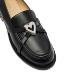 Double Heart Black Loafers