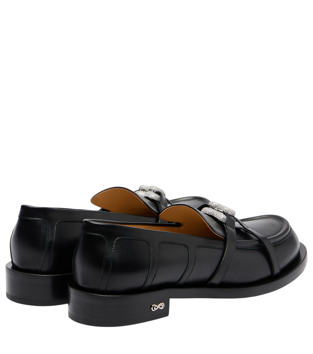 Double Heart Black Loafers