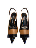 SR1 075  Brown/Black Sling Back Heels