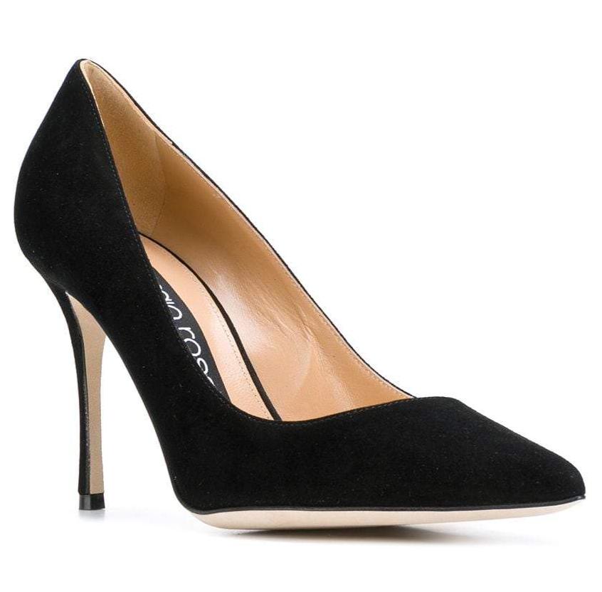 Godiva Black Suede Pump (10.5 cm heel) - SERGIO ROSSI - Liberty Shoes Australia
