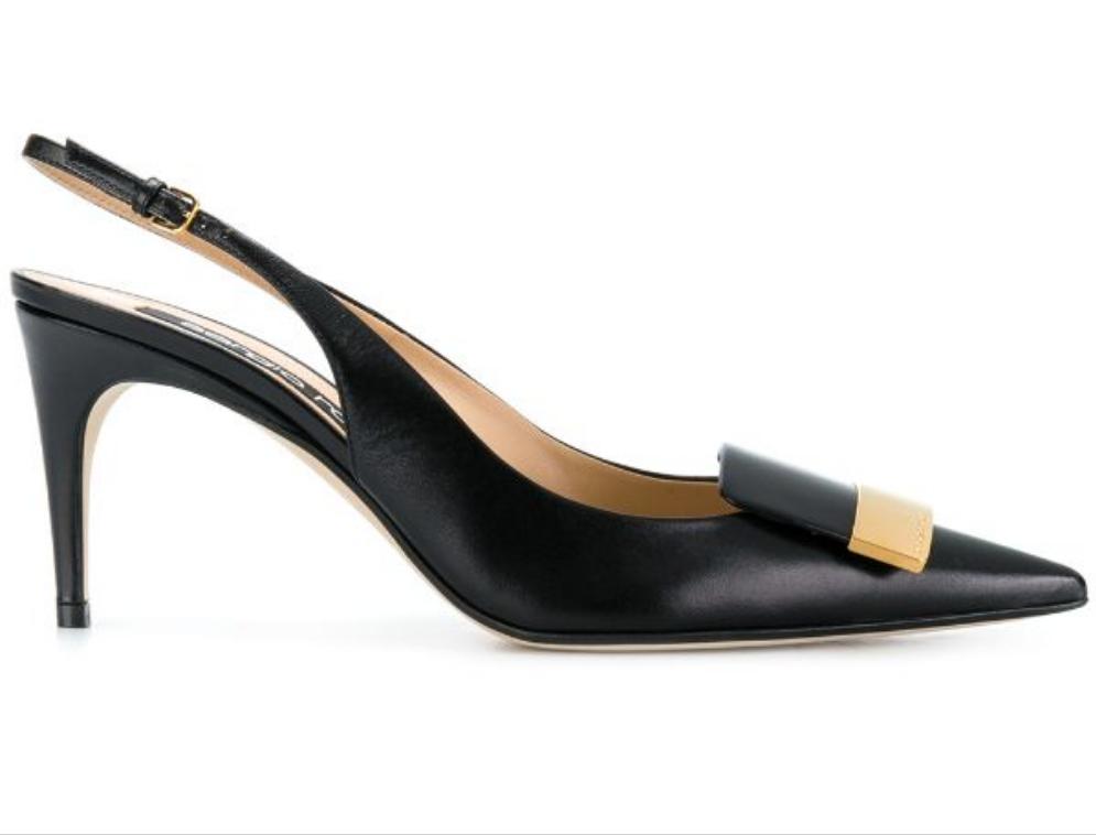 Sr1 Black Sling-Back Sandals - SERGIO ROSSI - Liberty Shoes Australia