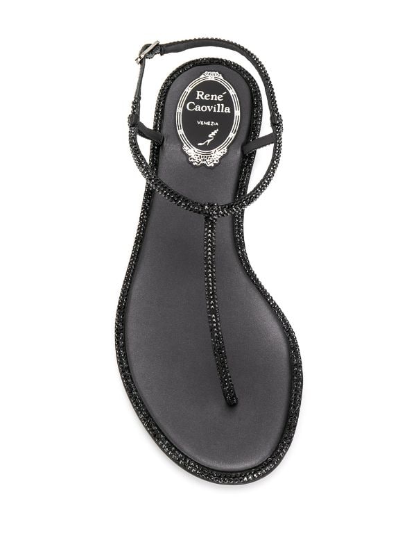 Diana Black Crystal Embellished Sandals - Rene Caovilla - Liberty Shoes Australia