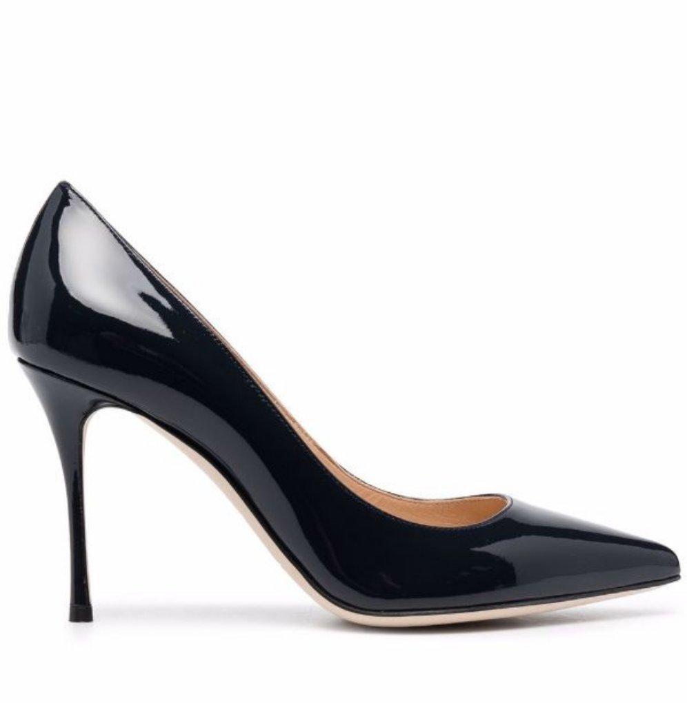 Godiva Patent Black 090 Pump - SERGIO ROSSI - Liberty Shoes Australia