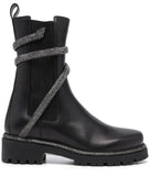 Cleo Combat Black Biker Boots - Rene Caovilla - Liberty Shoes Australia