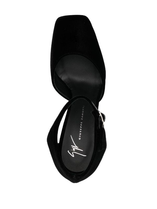 Newyork Black Velvet Platform Pumps - GIUSEPPE-ZANOTTI - Liberty Shoes Australia