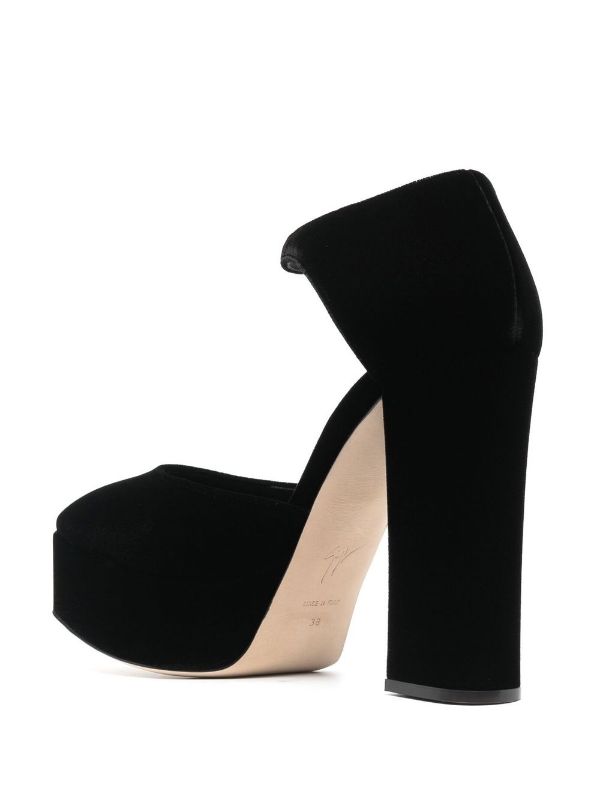 Newyork Black Velvet Platform Pumps - GIUSEPPE-ZANOTTI - Liberty Shoes Australia