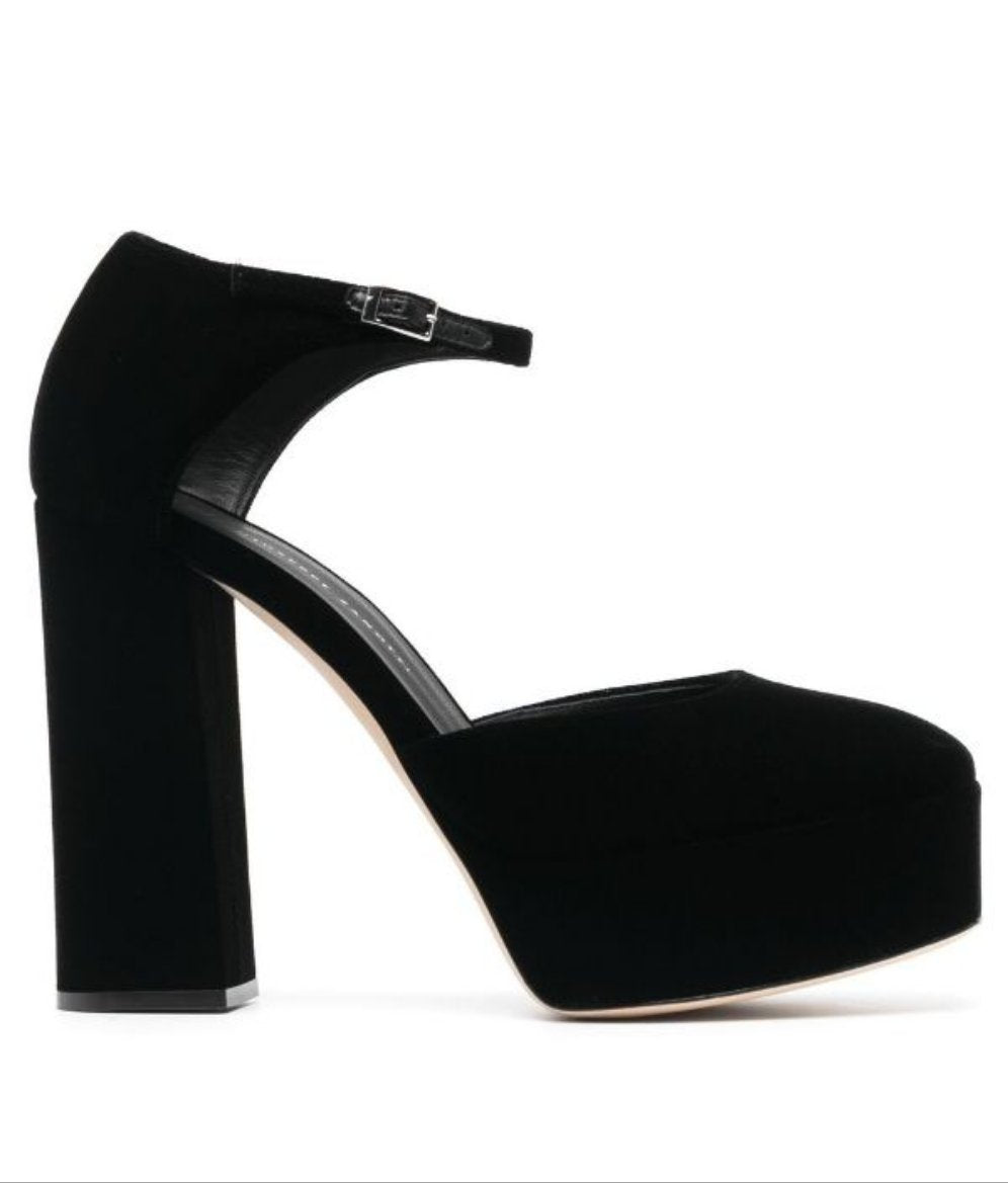 Newyork Black Velvet Platform Pumps - GIUSEPPE-ZANOTTI - Liberty Shoes Australia