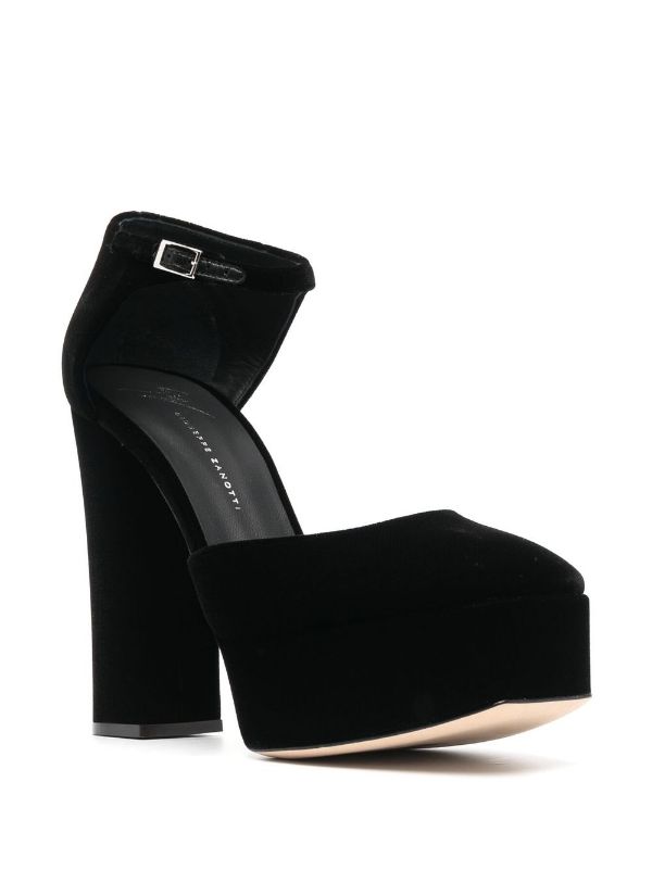 Black velvet platform shoes outlet