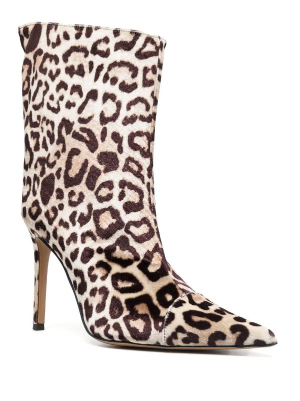 Raquel Leopard Velvet Boots - Alexandre Vauthier - Liberty Shoes Australia
