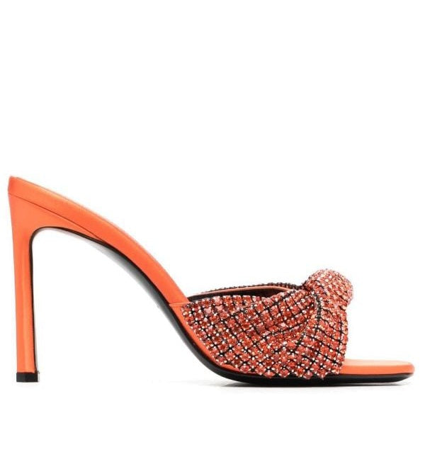 Evangelie Orange Crystal Mules - SERGIO ROSSI - Liberty Shoes Australia