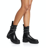 Cleo Combat Black Biker Boots - Rene Caovilla - Liberty Shoes Australia