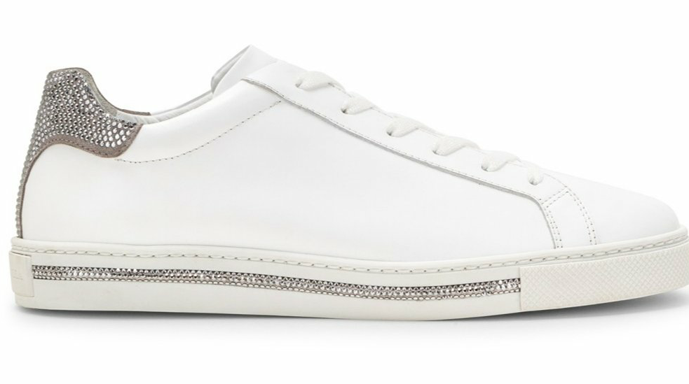 Xtra Sneakers White with Crome Contrast Strass - Rene Caovilla - Liberty Shoes Australia