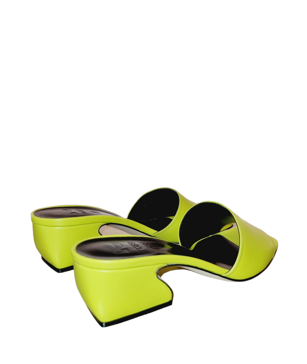 Si Rossi Lime Green Slip-On Slides - SERGIO ROSSI - Liberty Shoes Australia