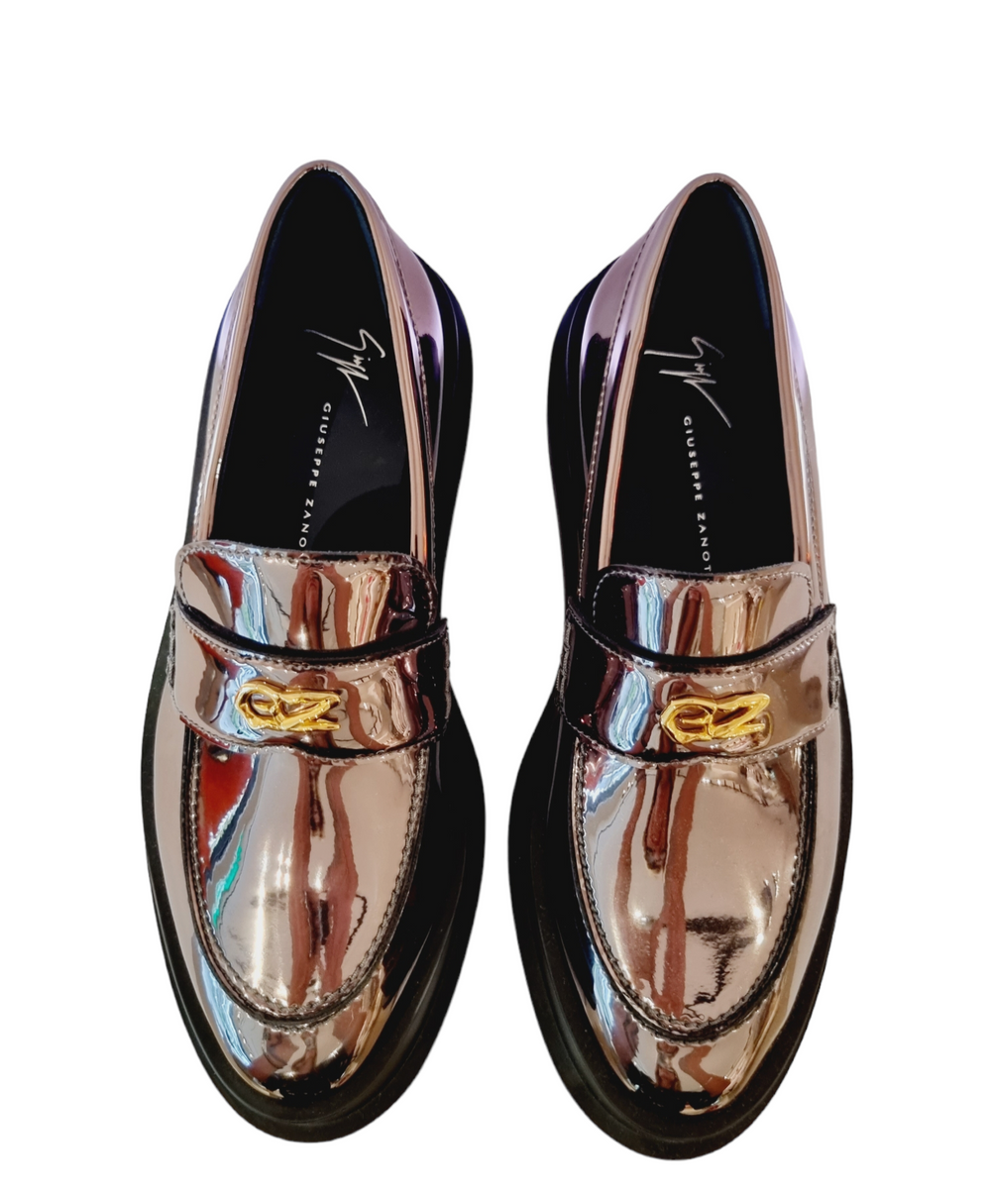 Malic Patent Pewter Loafers - GIUSEPPE-ZANOTTI - Liberty Shoes Australia