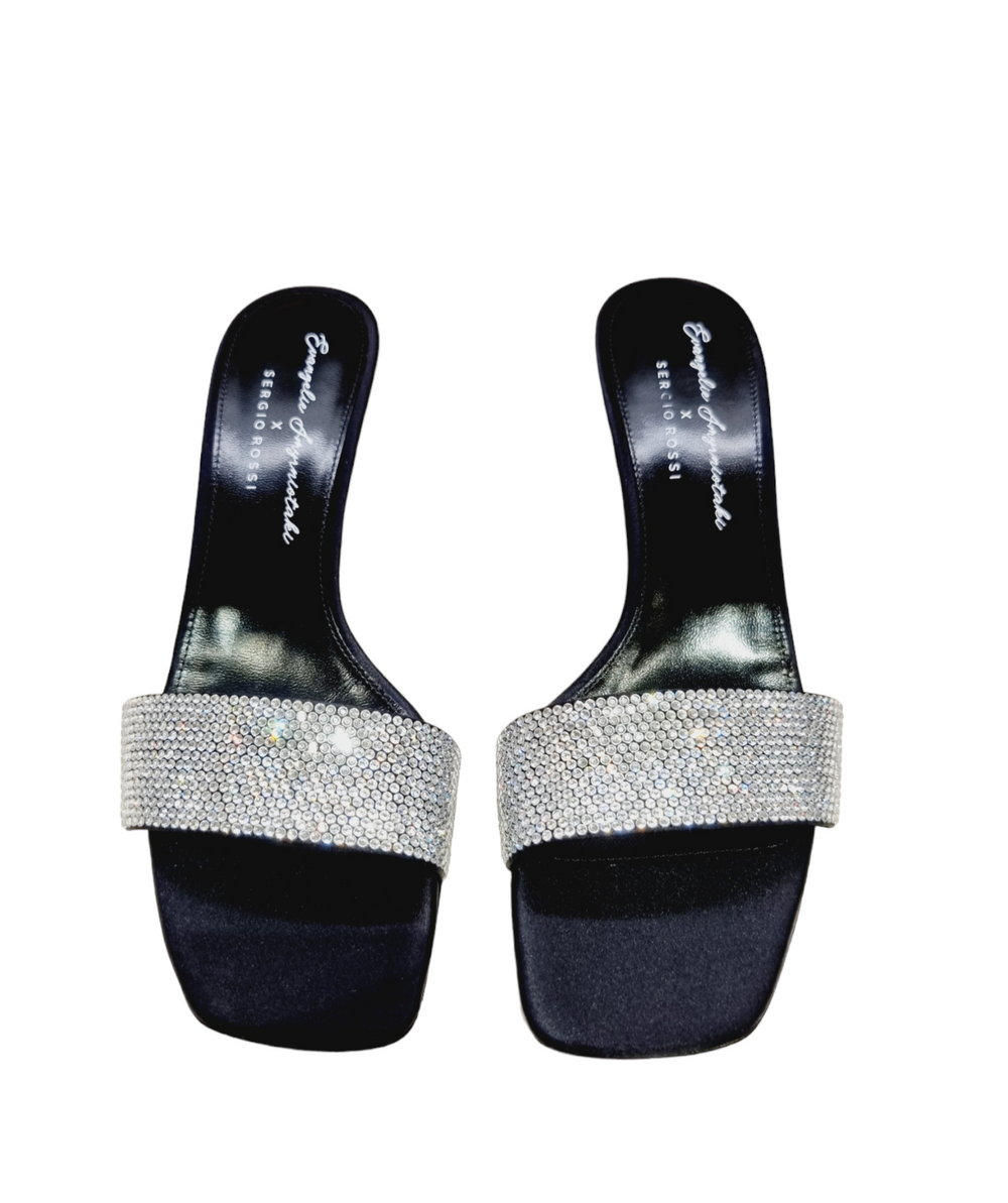 Evangelie Crystal kitten Mules - SERGIO ROSSI - Liberty Shoes Australia