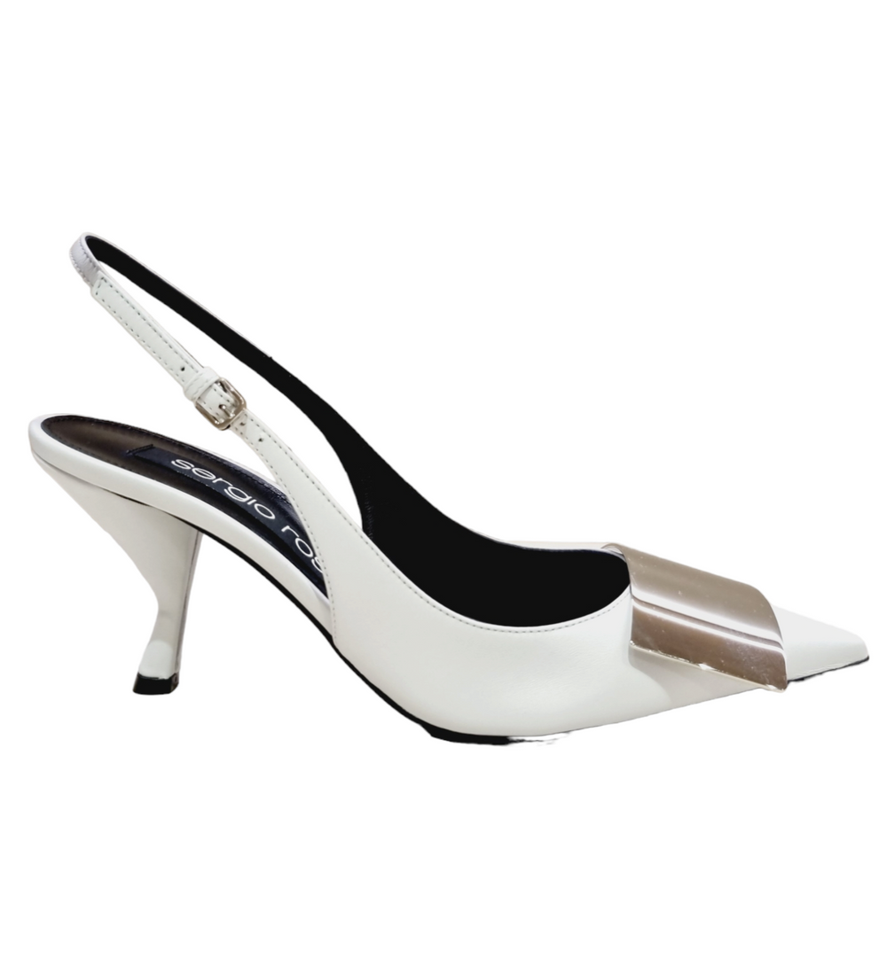 Sr Miroir White Slingback Sandals - SERGIO ROSSI - Liberty Shoes Australia