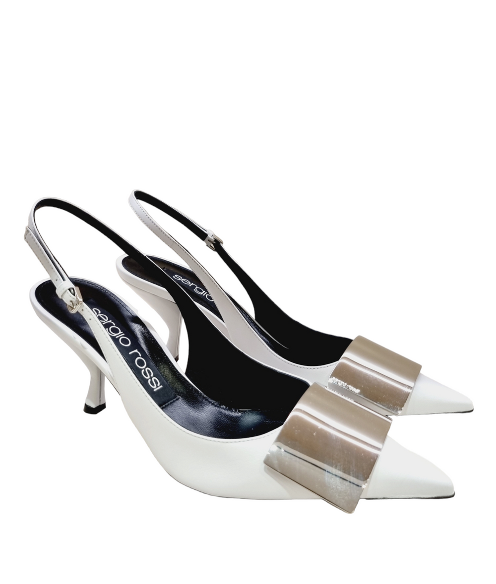 Sr Miroir White Slingback Sandals - SERGIO ROSSI - Liberty Shoes Australia