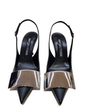 Sr Miroir Black Slinkback Sandals - SERGIO ROSSI - Liberty Shoes Australia