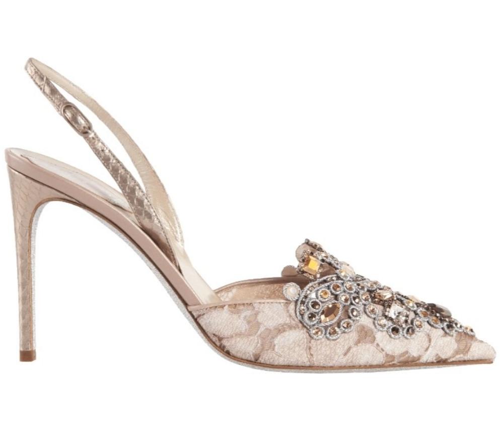 Veneziana Beige 10cm Heel Sling-Back Sandals - Rene Caovilla - Liberty Shoes Australia