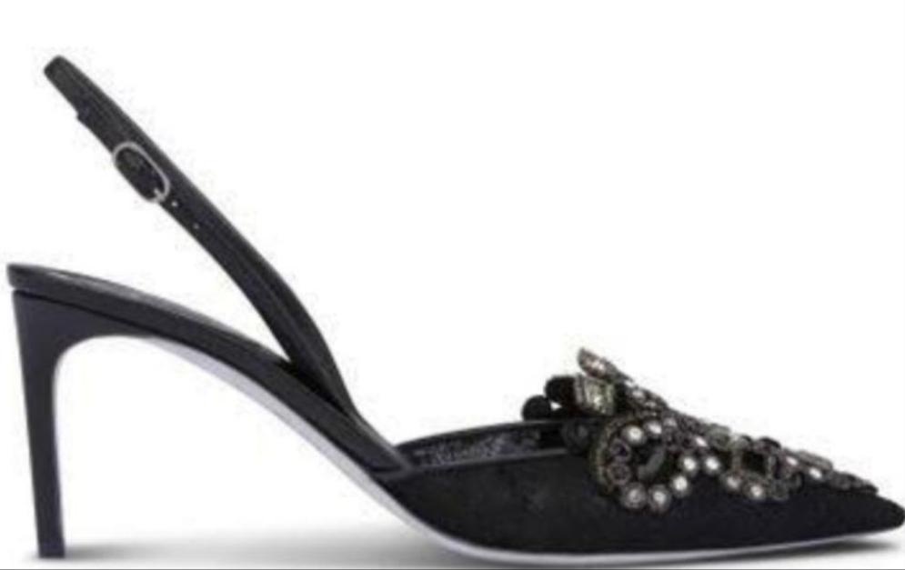 Veneziana Black Sling-Back 8.5cm Heel - Rene Caovilla - Liberty Shoes Australia