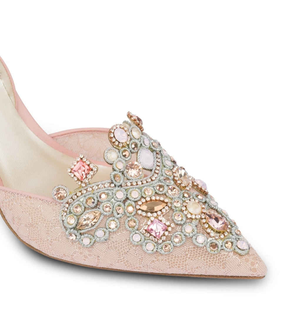 Veneziana Powder Pink 10cm Sling-Back Sandals - Rene Caovilla - Liberty Shoes Australia