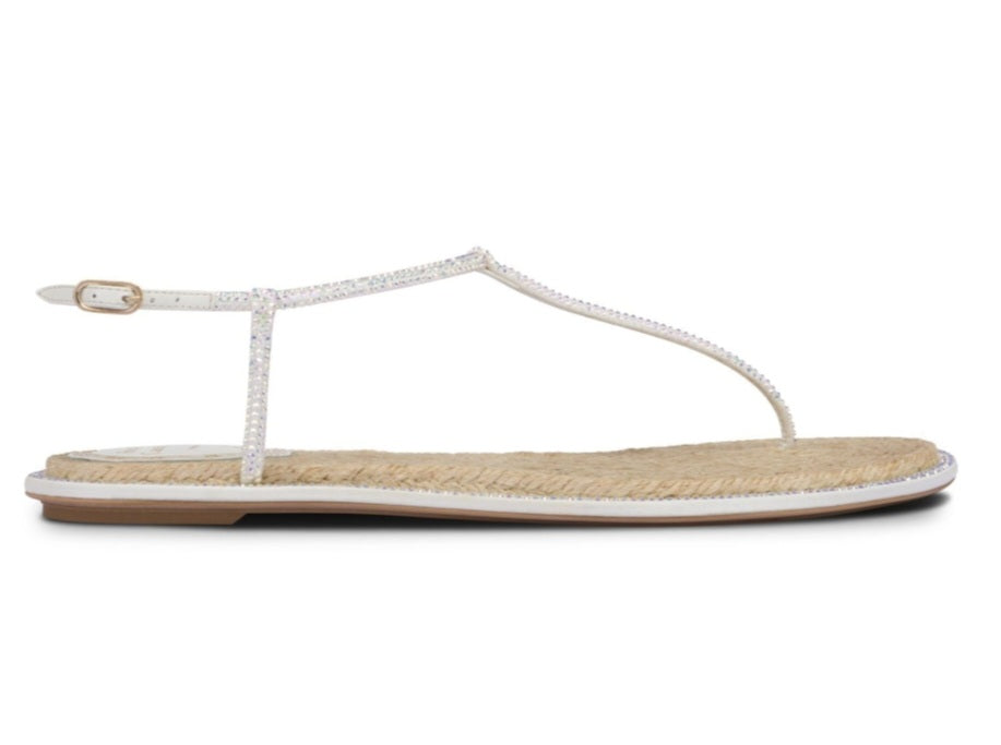 Diana White Strass Flat Sandals - Rene Caovilla - Liberty Shoes Australia