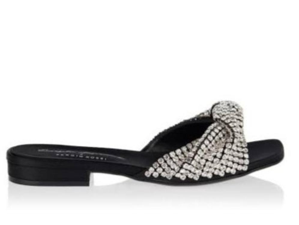 Evangelie Crystal Flat Slip-On Sandals - SERGIO ROSSI - Liberty Shoes Australia